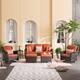 OVIOS 6-piece Rattan Wicker Patio Furniture Set Swivel Rocking Chair Set