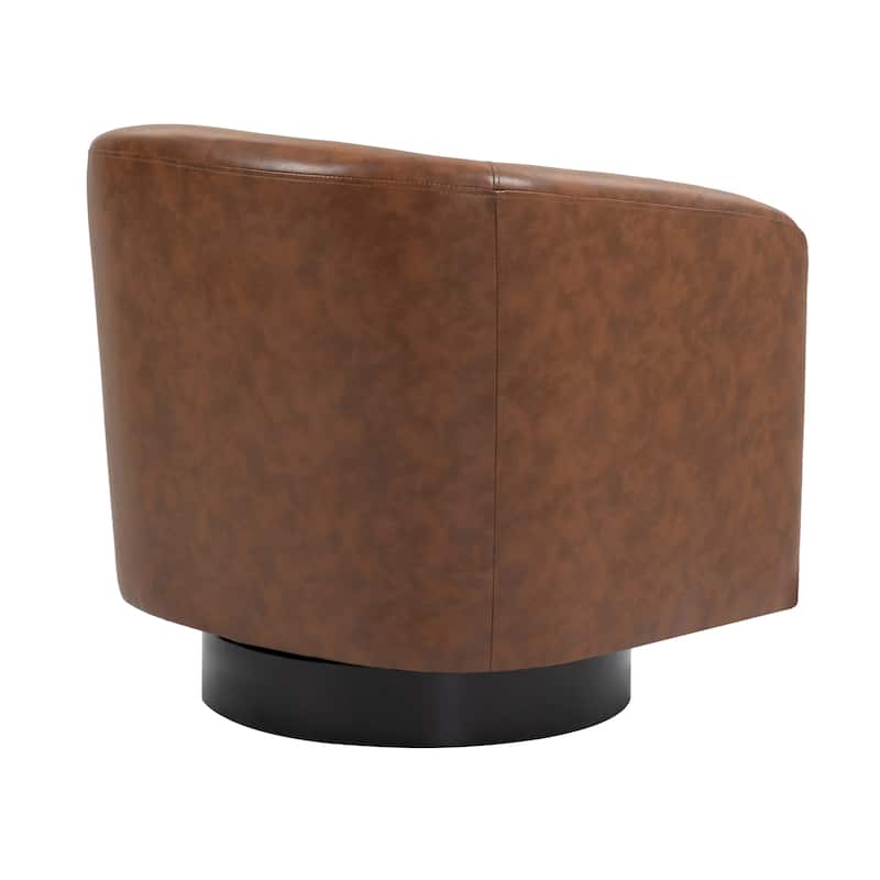 Faux Leather Wide Seat Swivel Barrel Chair