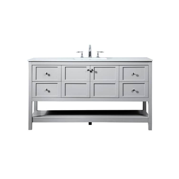 Elegant Lighting VF16460 Theo 60" Free Standing Single Basin Vanity - Grey - Painted