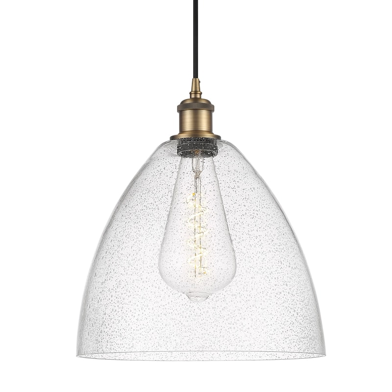 Innovations Lighting 516-1P-15-12 Bristol Pendant Bristol Glass 12" - Brushed Brass / Seedy