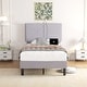 preview thumbnail 12 of 15, Javlergo Upholstered Platform Bed Frame with 2 USB Charging Station & Adjustable Headboard, Kids Bed Set of 2