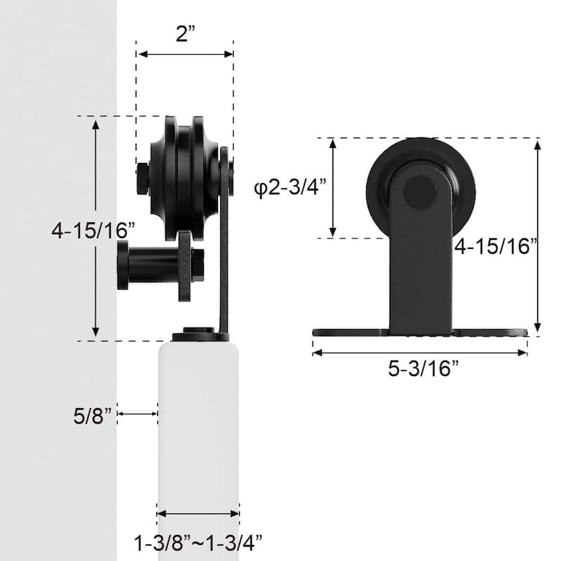 WINSOON 5-12 FT Sliding Barn Door Hardware for Single Door Antique Top Mount