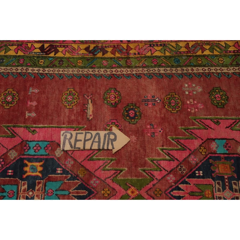 Hand Knotted Oriental 100% Wool Carpet Traditional Geometric Red Meshkin Area Rug - 7' 7'' X 4' 1''