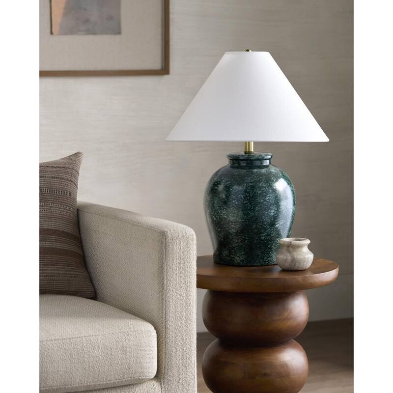 Livabliss Besson Traditional Accent Table Lamp - 22"H x 17"W x 17"D - Green/Gold