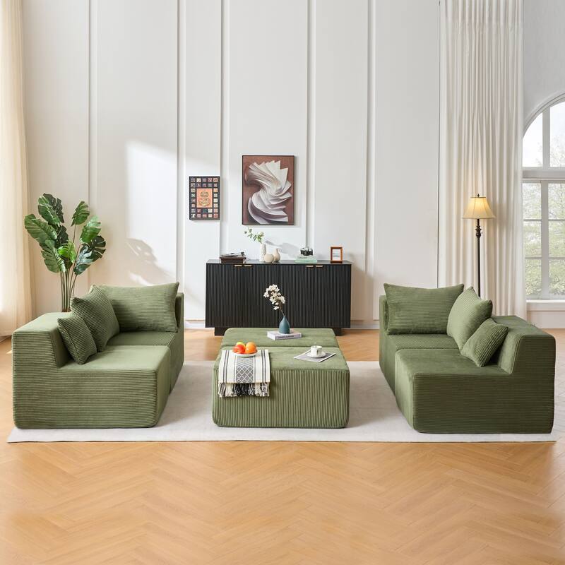 GDFStudio - 6-Piece Modular U-Shaped 128" Sectional Sofa with Chaise Lounge