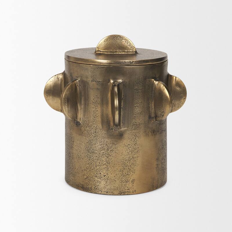 Deacon Large Matte Black Metal Canister with Sculptural Handles