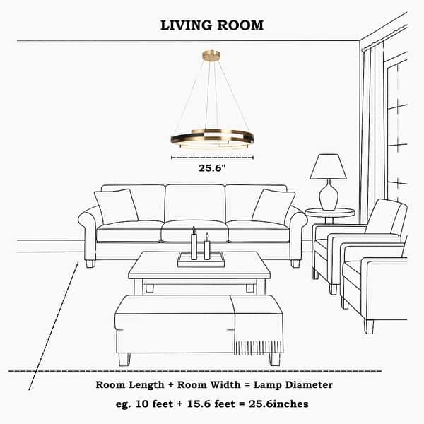 dimension image slide 0 of 2, Modern Contemporary Black Gold Wheel Chandelier Integrated LED Round Pendant Light for Dining Room - 25.5" D x 63.5" H