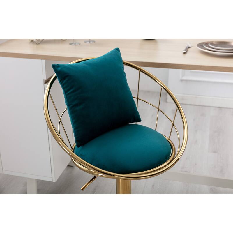 2 Velvet bar chair With pure gold plated,360 degree rotation, adjustable height - N/A