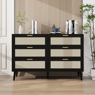 Modern Storage Cabinets of 6 Drawer Dresser Wood Cabinet for Bedroom ...