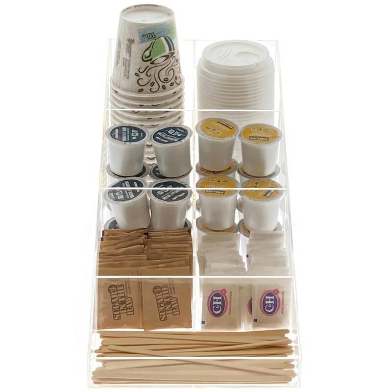 OnDisplay Java Joe Acrylic Breakroom Kitchen Coffee Station Organizer for Cups/Lids/Sugar/Tea/Stirrers