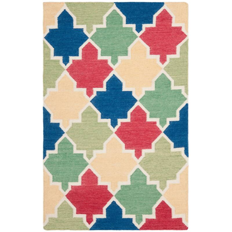 SAFAVIEH Hand-woven Moroccan Jeanmarie Reversible Dhurrie Wool Rug
