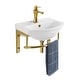 preview thumbnail 9 of 11, White Ceramic Wall Mount Bathroom Sink with Brass Faucet and Sink Drain Renovators Supply