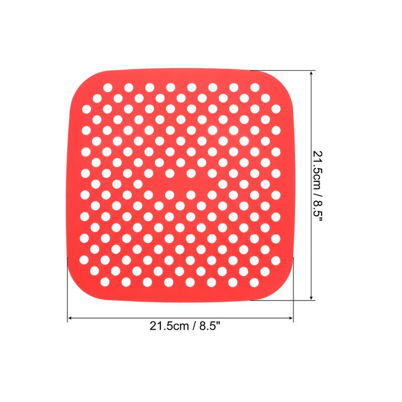 4 Pcs Reusable Silicone Air Fryer Liners Mat, Square - Red - 8.5"