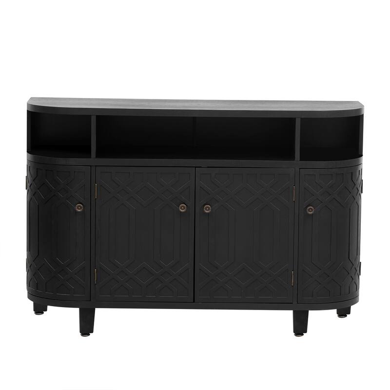 Accent Cabinet 48" Wooden Storage Sideboard Console Buffet Table Coffee Bar Cabinet with Doors & Adjustable Shelf