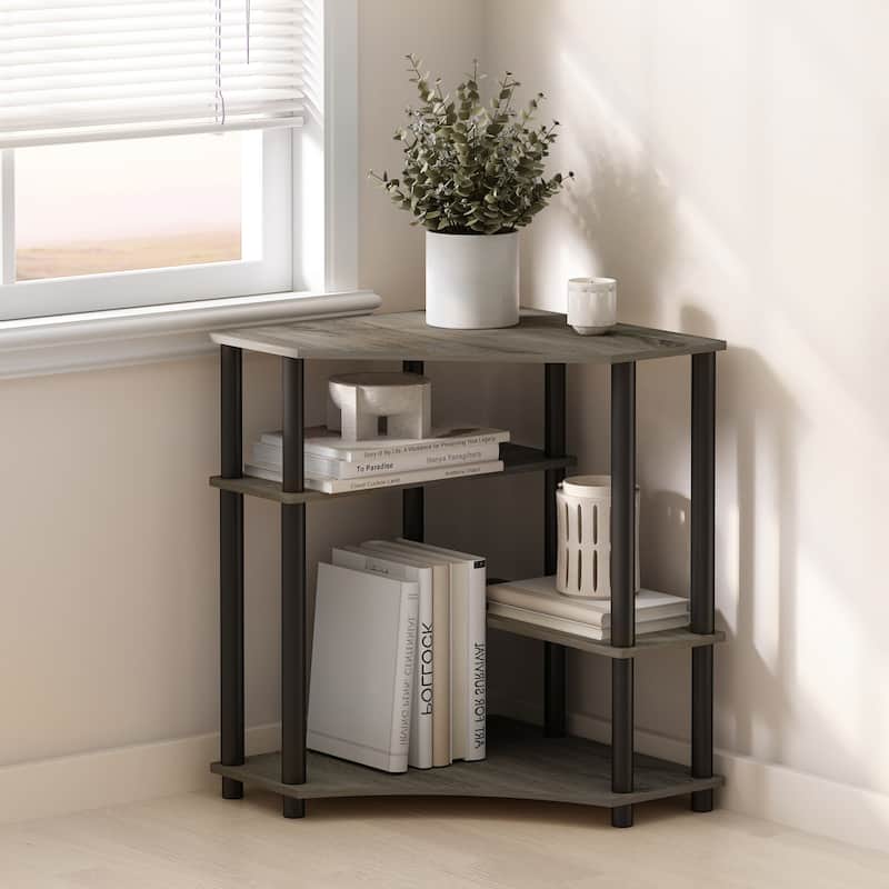 4 Tiers Wood Household Shelving Unit in French Oak/Black (31.1 in. W x 28.5 in. H x 22.5 in. D) - 31.1