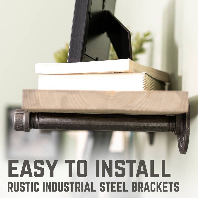 Restore Wood 24 in. Wall Shelf Straight Steel Pipe Brackets, Set of 2