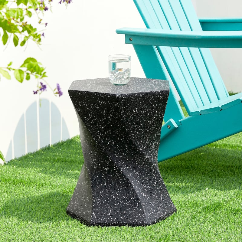 Glitzhome 17.75"H MGO Twist-Style Faux Terrazzo Garden Stool