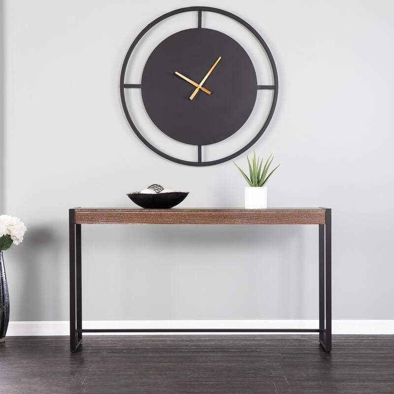 SEI Furniture Macen Modern Narrow Industrial Console Table - Burnt Oak