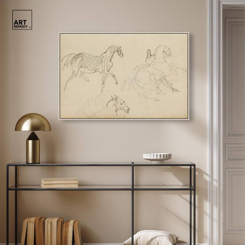 Gericault - Three horse studies Canvas by Art Remedy