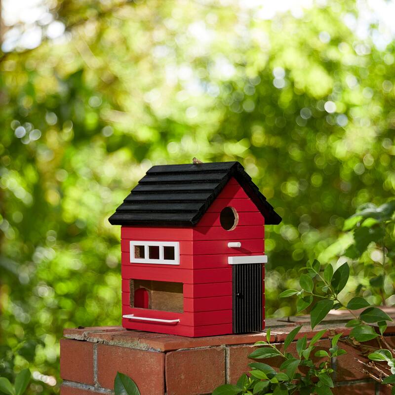Glitzhome 10.25"L Functional and Decorative Solid Wood Garden Birdhouse - 7.00''L X 8.00''W X 10.25''H