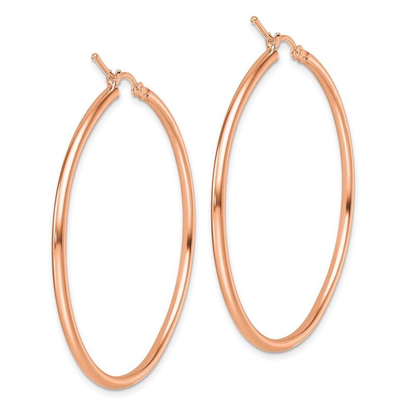 Curata 14k Rose Gold Polished Hoop Earrings - 45x45mm