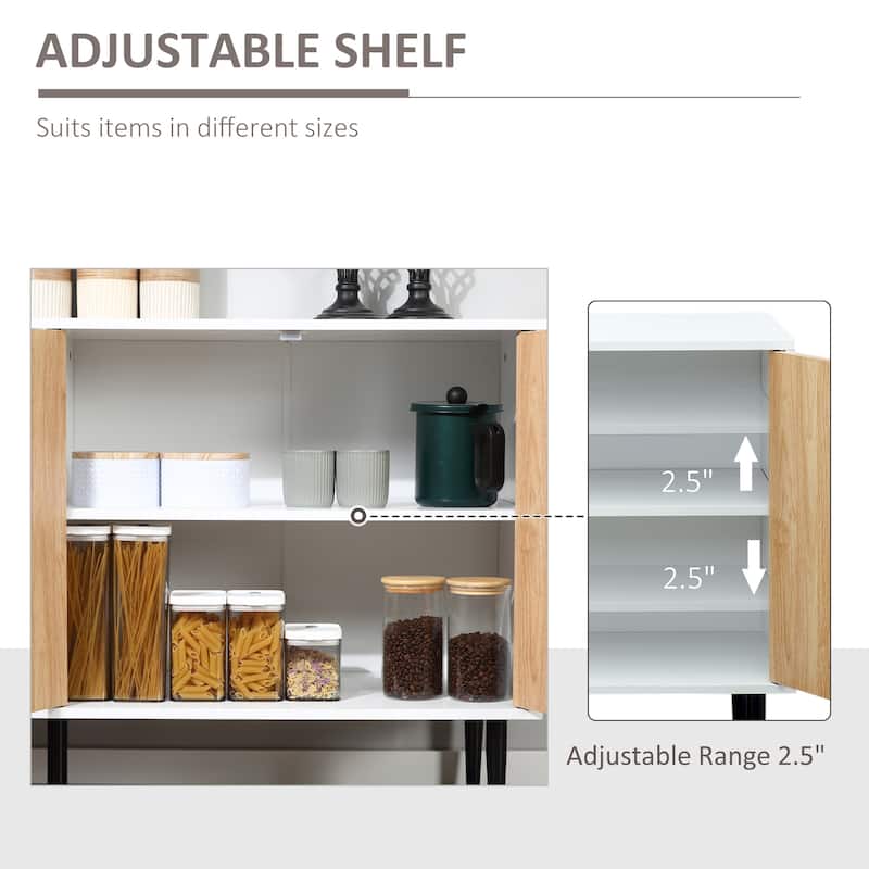 HOMCOM Modern Sideboard Buffet Kitchen Storage Cabinet with Adjustable Shelves, Anti-Topple Design, and Large Countertop, Grey