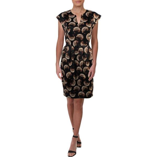 Shop Halston Heritage Womens Casual Dress Pleated Notch Neck