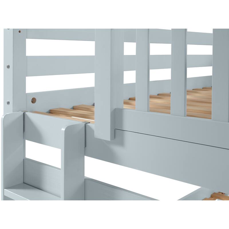 Taylor & Olive Trillium Twin over Twin Bunk Bed with Ladder, 2 Drawers