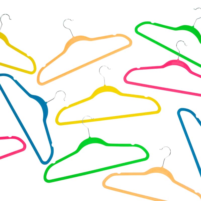 Simplify 25 Pack Slim Velvet Hangers in Neon - 9"x 17.70" x 0.16"