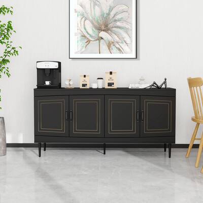 Sideboard Buffet Cabinet, Wooden Storage Cabinet with Adjustable Shelves