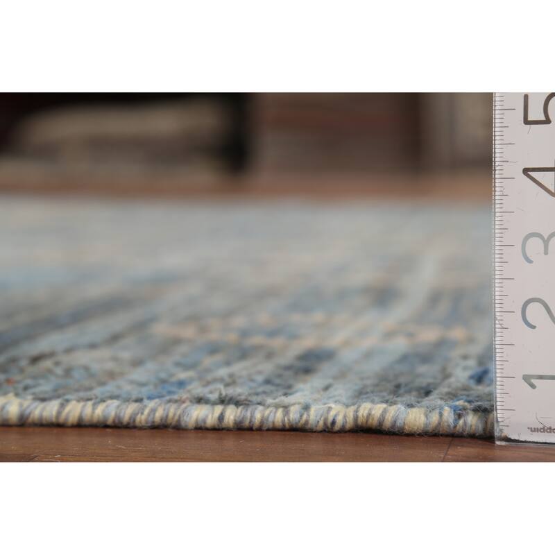 Moroccan Rug Hand-Knotted Blue Abstract Wool Carpet - 7'2"x 10'11"