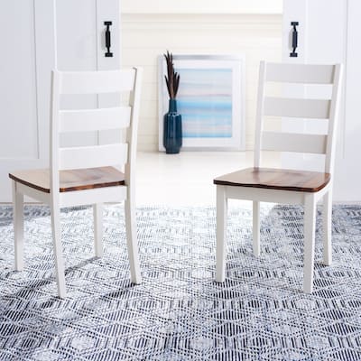 SAFAVIEH Idabelle Farmhouse Ladder Back Dining Chair - 18.4" W x 19.9" L x 37" H - 18Wx20Dx37H