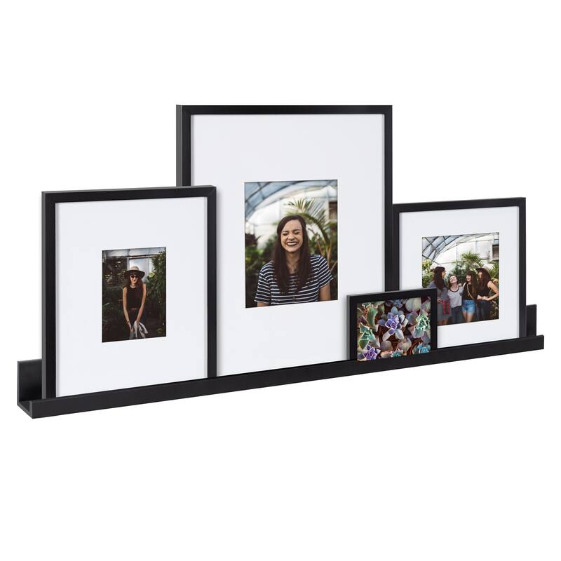 Kate and Laurel Gallery Wall Shelf with Frames Set