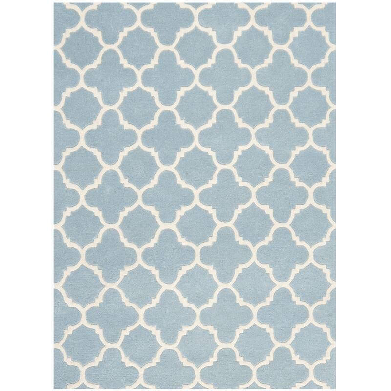 SAFAVIEH, Handmade Chatham Caisa Modern Moroccan Wool Rug - 4' x 6' - Blue/Ivory