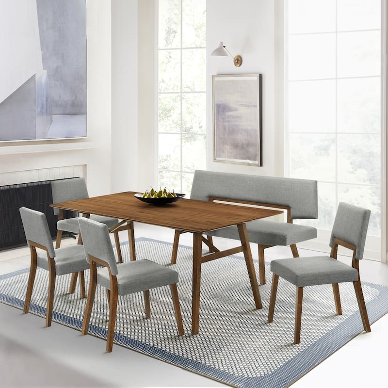 Channell Mid-Century Modern Upholstered Wood Dining Chairs - Set of 2