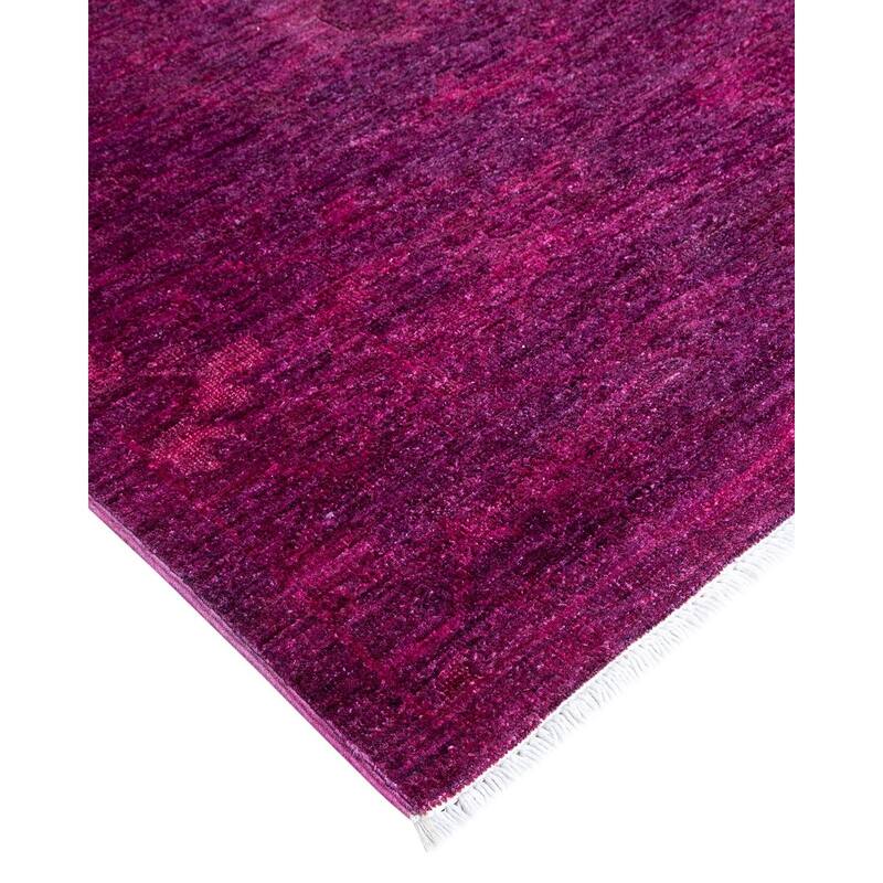 Overton Hand Knotted Wool Vintage Inspired Modern Contemporary Overdyed Pink Area Rug - 8' 3" x 9' 9"