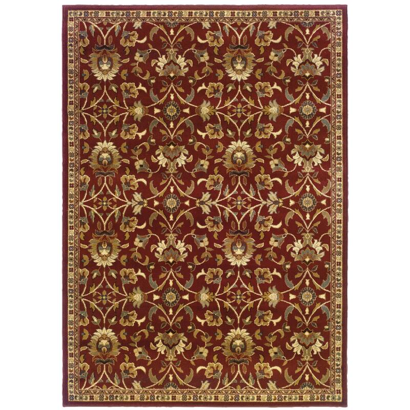 Arles Red Ivory Floral Casual Area Rug