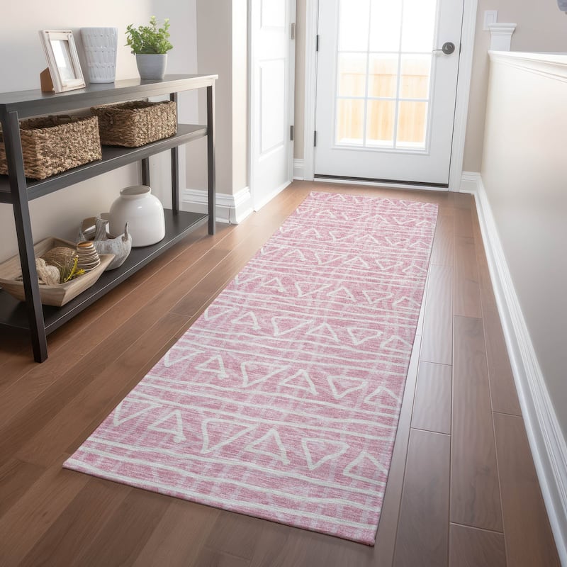 Premium Washable Super Soft Geo Mayfield Rug - Pink - 2' 3" x 7' 6" - Runner