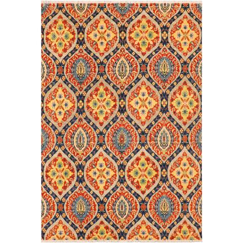Modern Kafkaz Afton Gray/Blue Wool Rug (8'2 x 9'9) - 8' x 10'