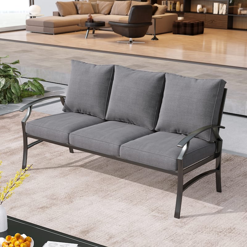 Uixe Outdoor Upholstered 3 Seater All-Weather Sofa Couch Deep Seat