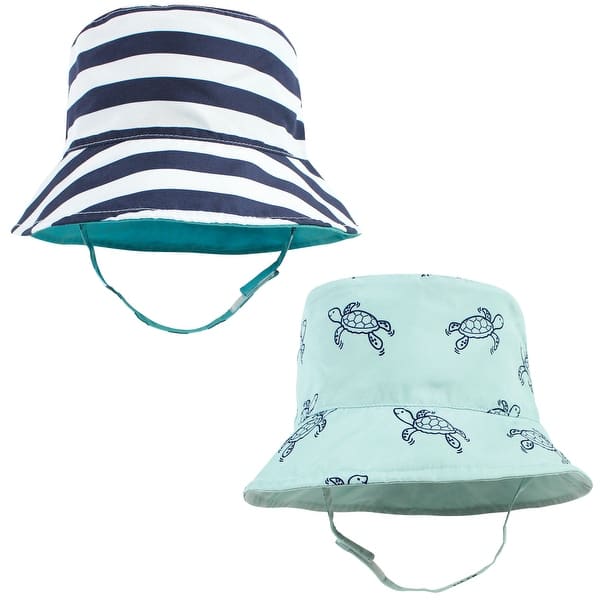 slide 1 of 1, Hudson Baby Infant Boy Sun Protection Hat, Sea Turtle Stripe 12-24 Months - Sea Turtle Stripe