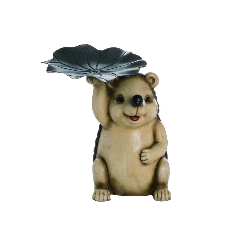 Transpac Multicolor Spring Hedgehog with Tray Polyresin 22 in