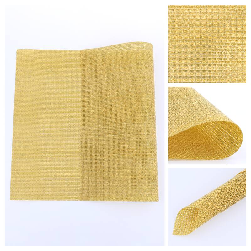 Placemats Set of 6 PVC Placemats for Dining Table Decor Indoor Outdoor Kitchen Table Mat Wipe Clean - 18*12in - Gold