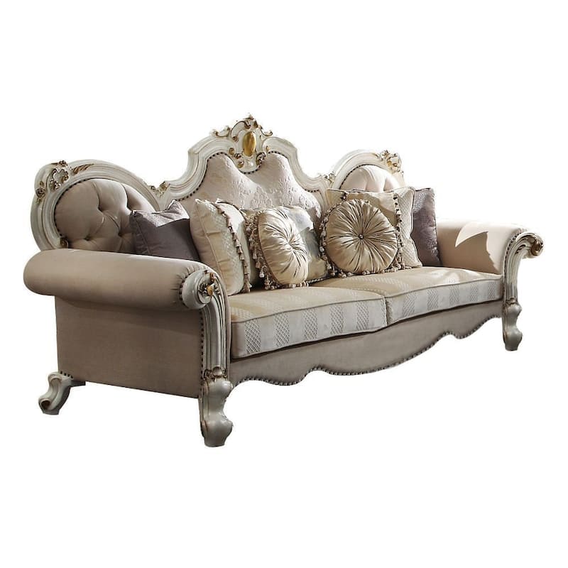 HomeRoots 93" Pearl Velvet Sofa And Toss Pillows - 93