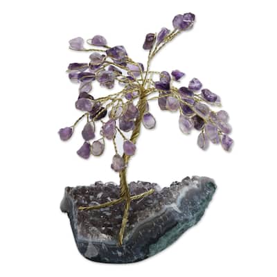 Handmade Amethyst Gemstone Sculpture (Brazil) - 3.1" H x 2.8" W x 2" D