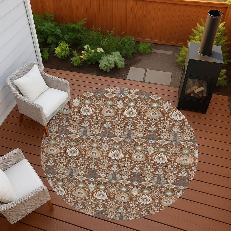 Machine Washable Indoor/ Outdoor Traditional Xander Chantille Rug - Paprika - 8' x 8'