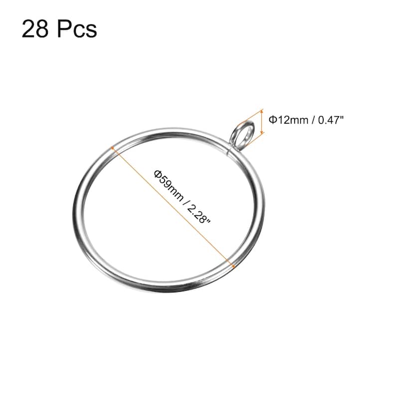 28 PCS Curtain Rod Rings with Eyelets - Silver - 2 Inch