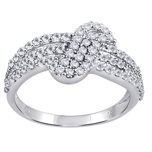 Moissanite Sterling Silver Round Band Ring by Sparklezz. Opens flyout.