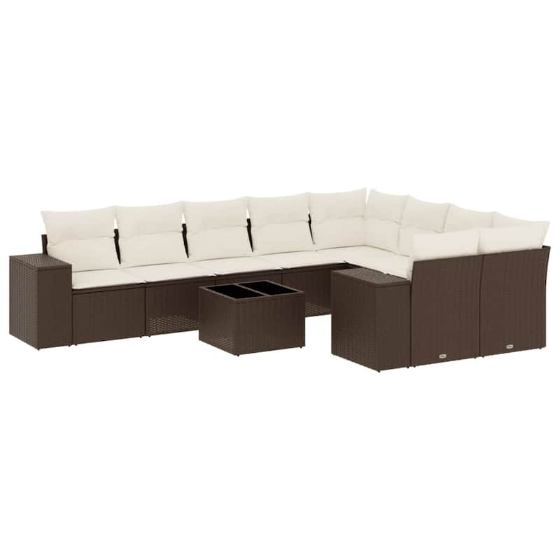 vidaXL Patio Sofa Set with Cushions Outdoor Conversation Furniture Poly Rattan