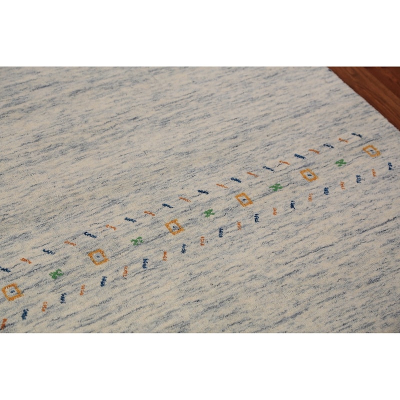 Little Animals Gabbeh Oriental Area Rug Handmade Beige Wool Carpet - 4'0" x 5'10"